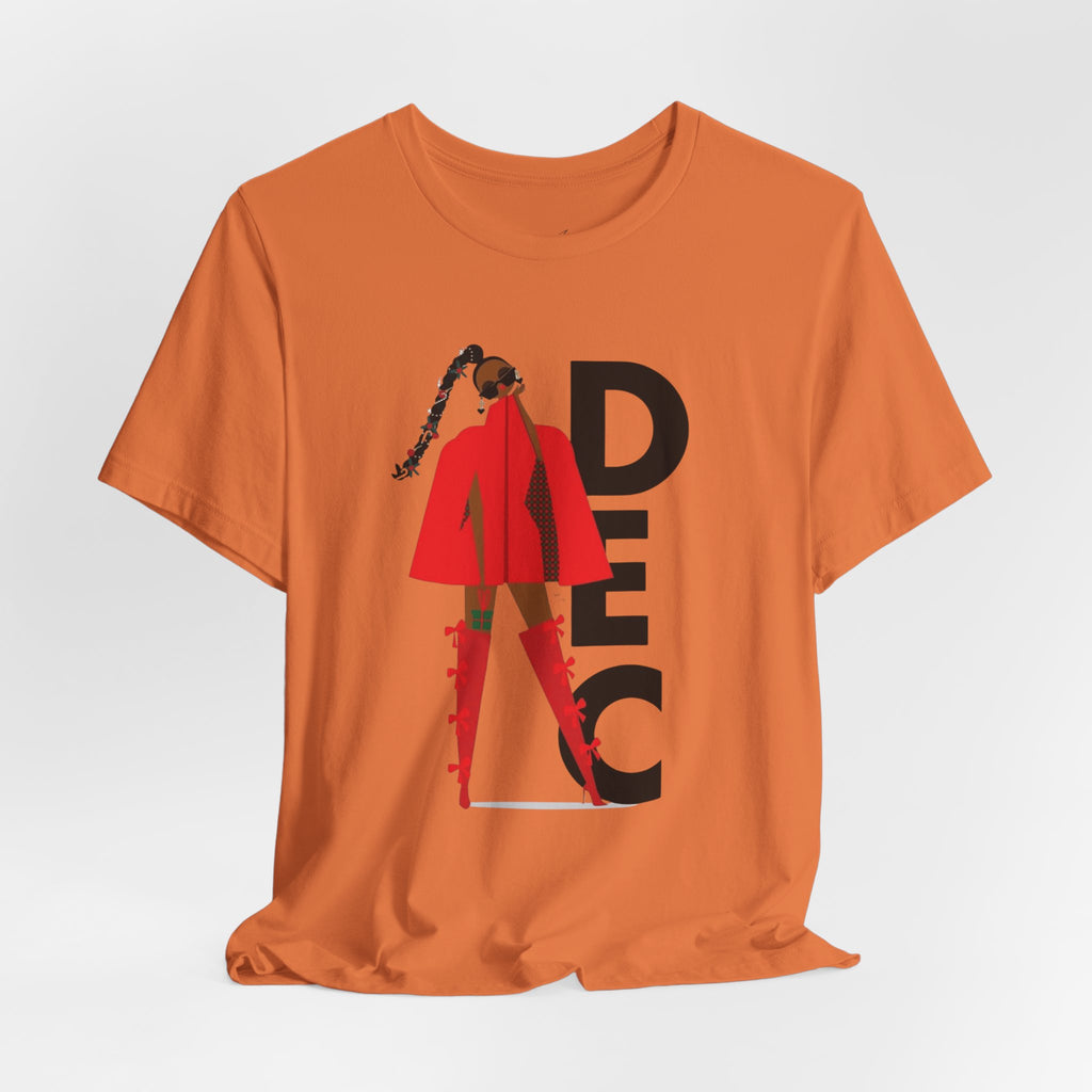 December Fashion Tee  Red Coat Model Graphic Shirt