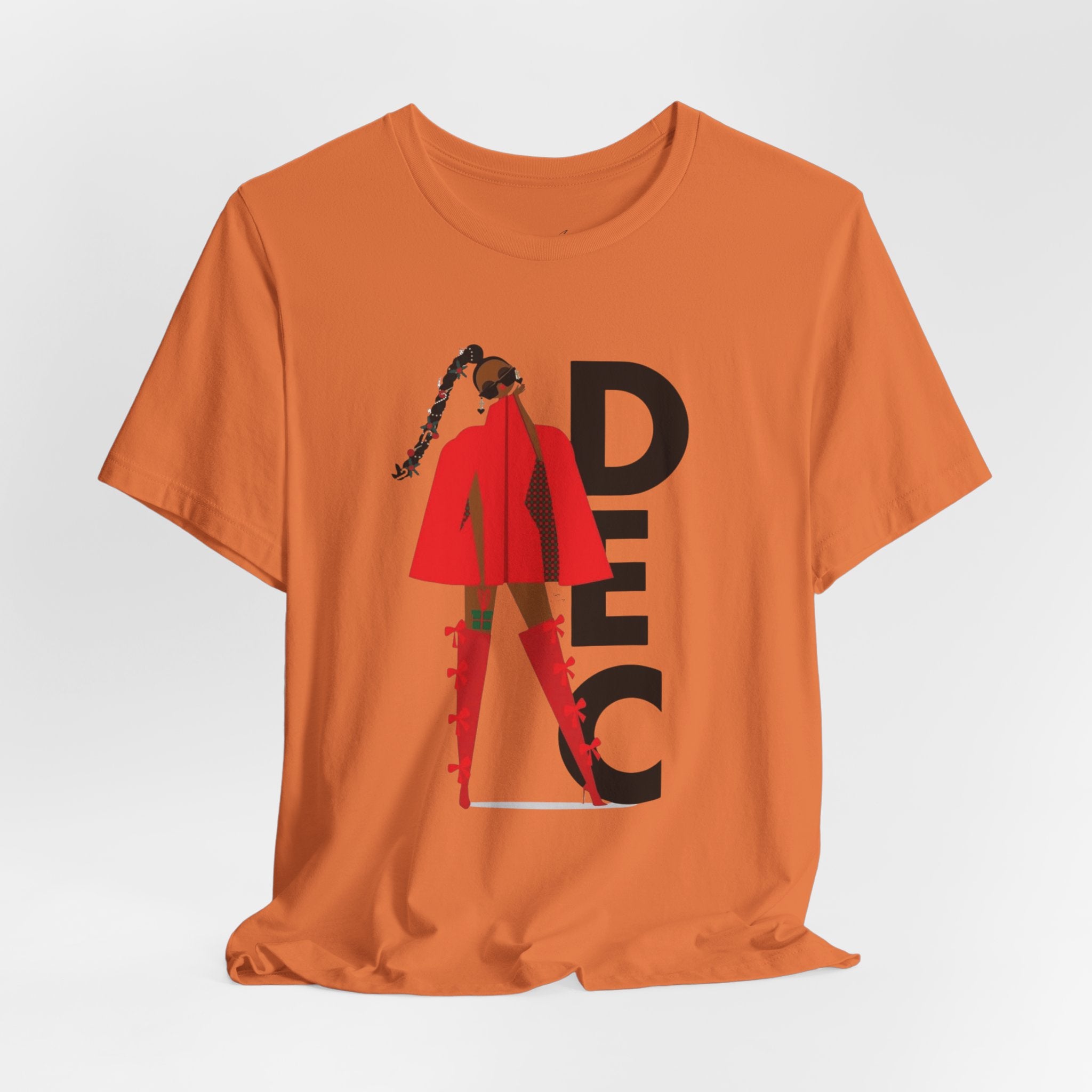 December Fashion Tee  Red Coat Model Graphic Shirt