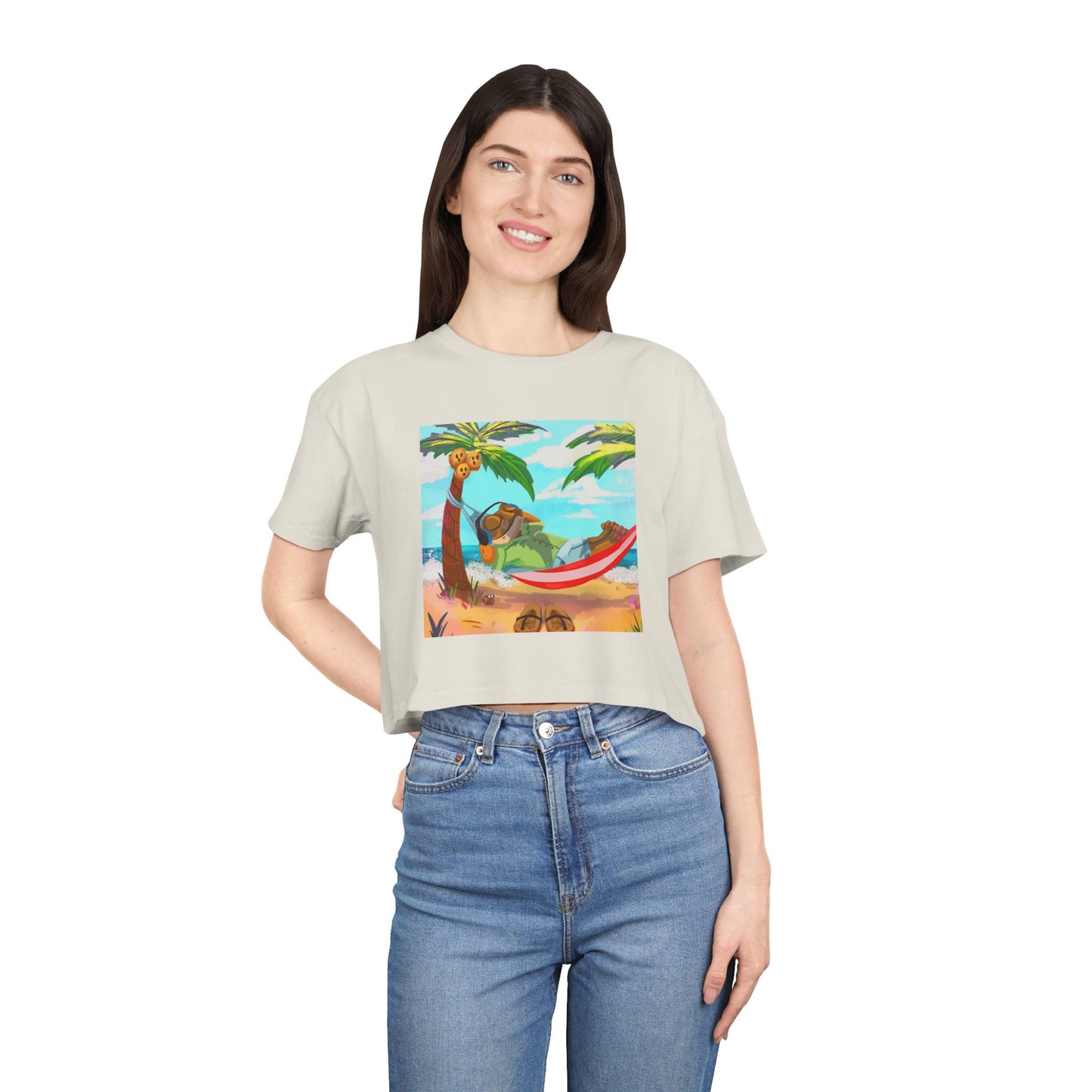 Boriqua T-Shirt Tropical Paradise Crop Tee - Chill Vibes, Women's Casual Top, Summer Style, Beachwear, Vacation Shirt