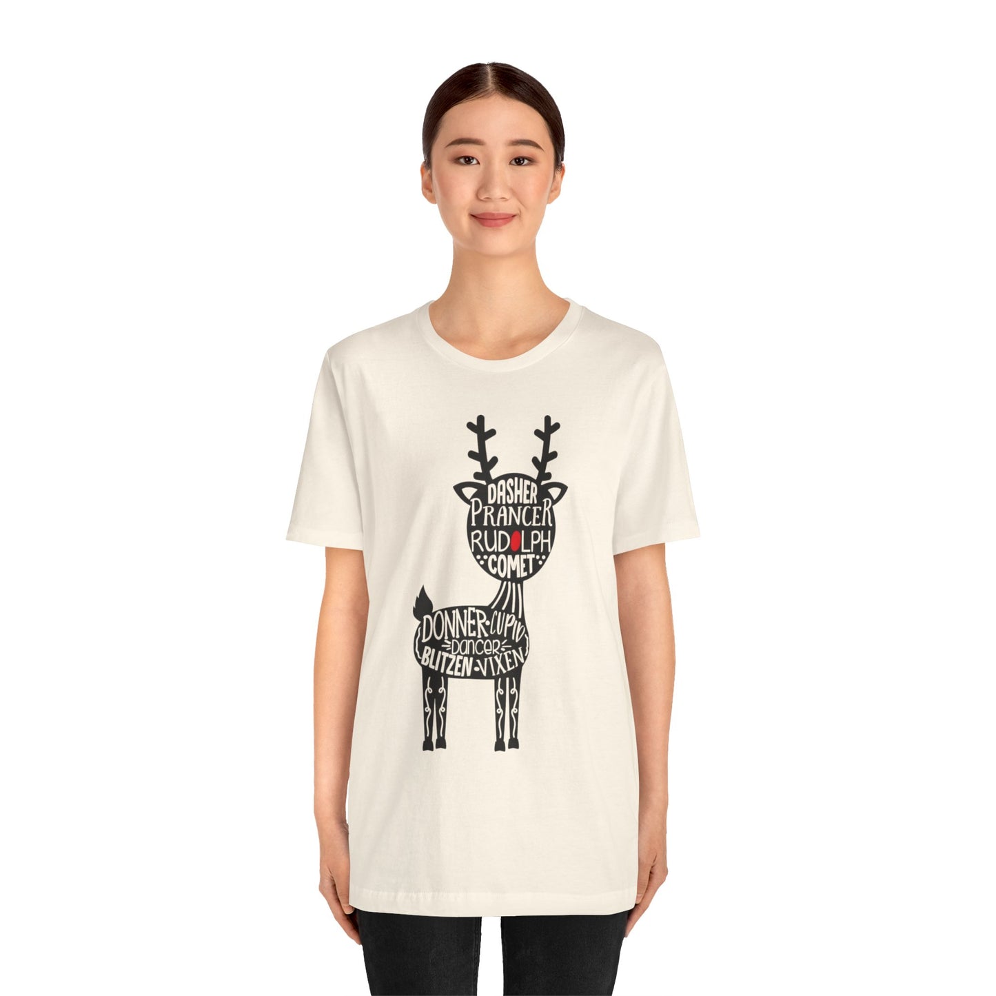 Christmas Reindeer Graphic Tee - Unisex Jersey Short Sleeve Shirt