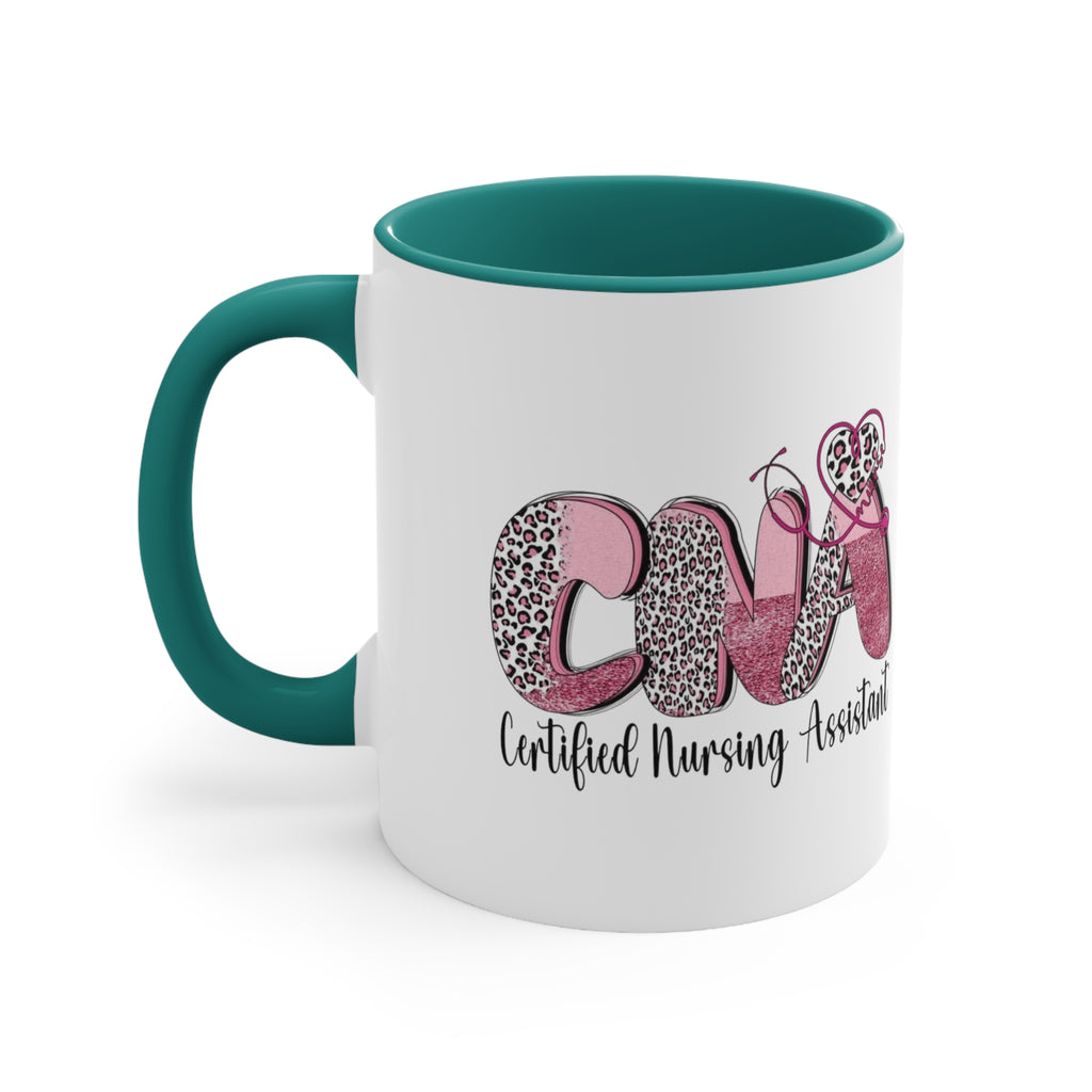 Certified Nursing Assistant (CNA) Pink Leopard Accent Mug — 11oz Gift for Nurses, Nursing Assistants Medical Christmas Mug
