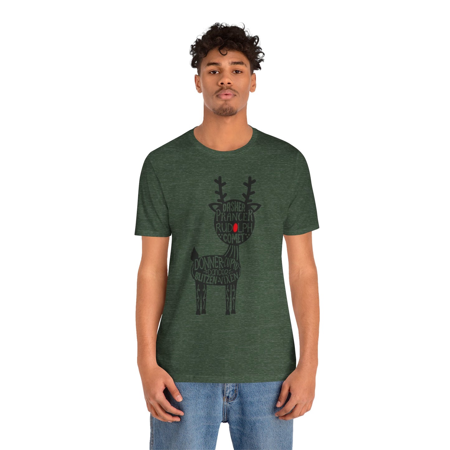 Christmas Reindeer Graphic Tee - Unisex Jersey Short Sleeve Shirt