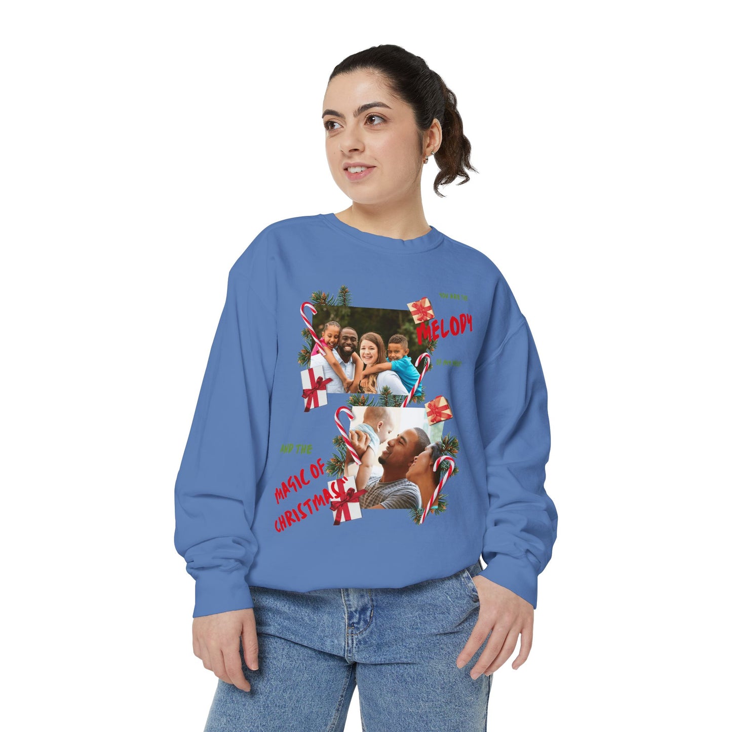 Personalized Christmas Photo Sweatshirt – “You Are the Melody” Holiday Crewneck