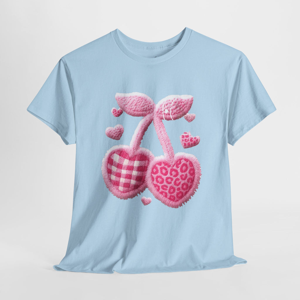 Pink Heart Cherries Tee  LOVE Graphic Valentine T-Shirt