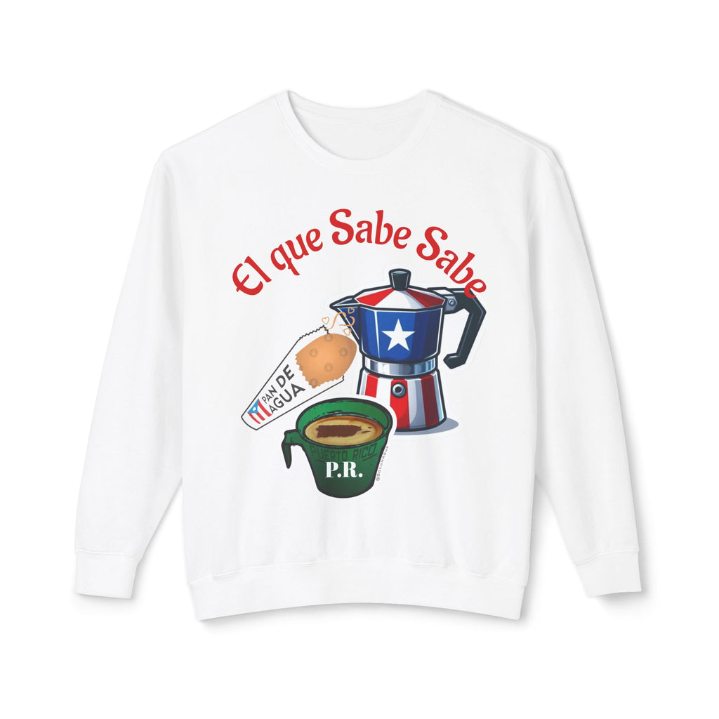 Crewneck Sweatshirt — "El que Sabe Sabe" Puerto Rico Coffee Design