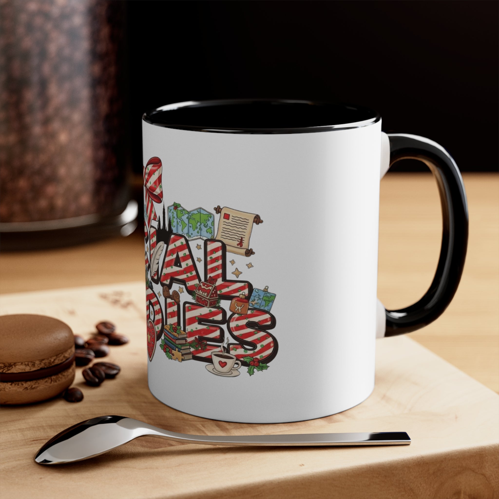 Social Studies Teacher Christmas Mug, Festive Candy-Stripe Holiday Coffee Cup School Staff Christmas Mug Collection,