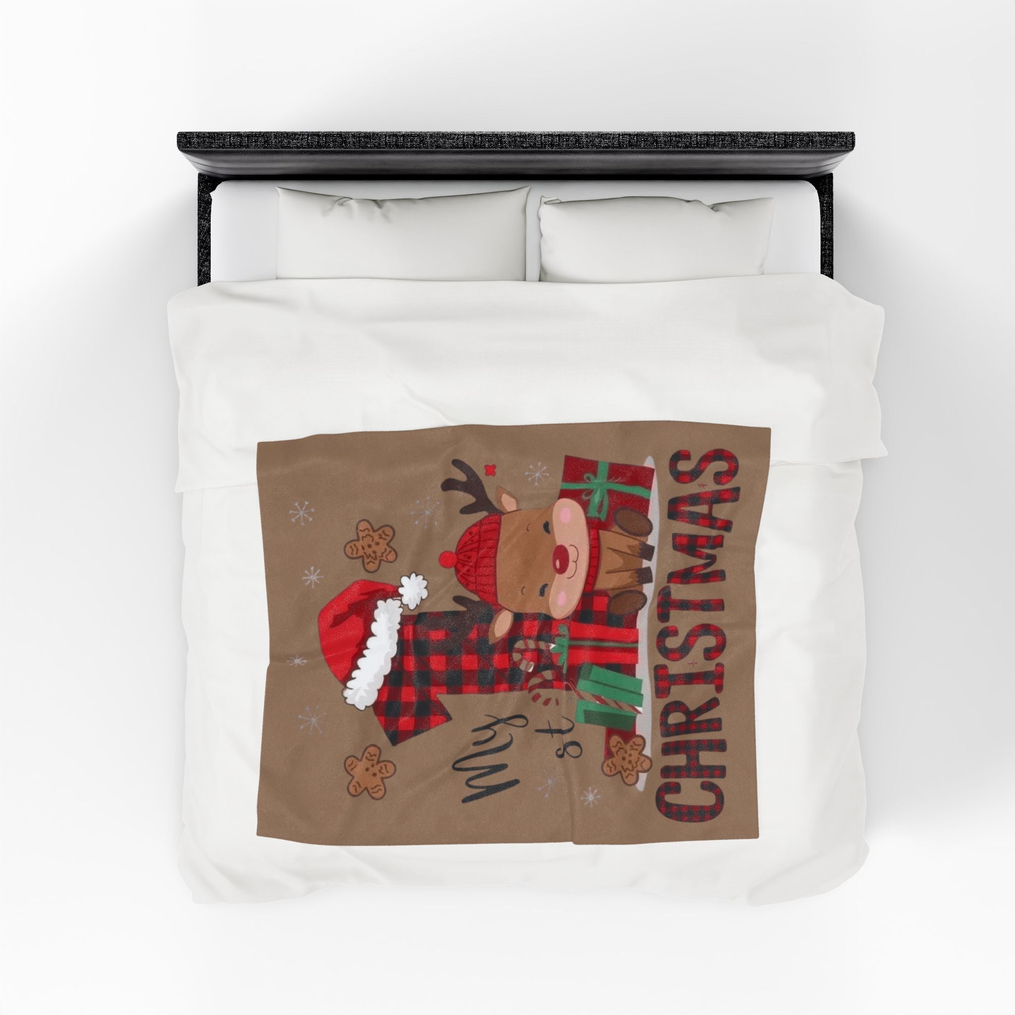 Santa’s Little Snuggle Blanket My 1st Christmas Reindeer Velveteen Plush Blanket