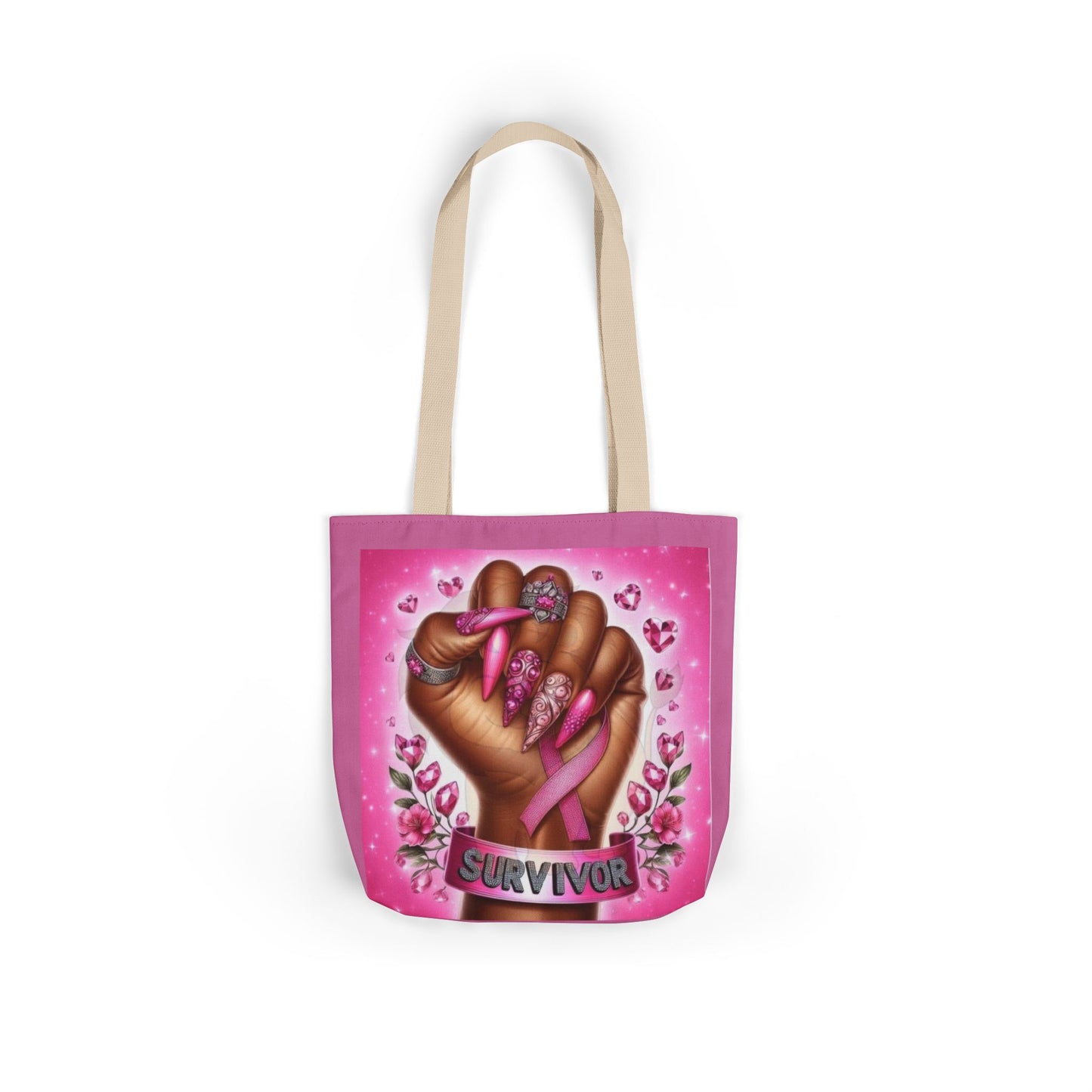 Breast Cancer Survivor Tote Bag  Pink Ribbon Empowerment Canvas Tote