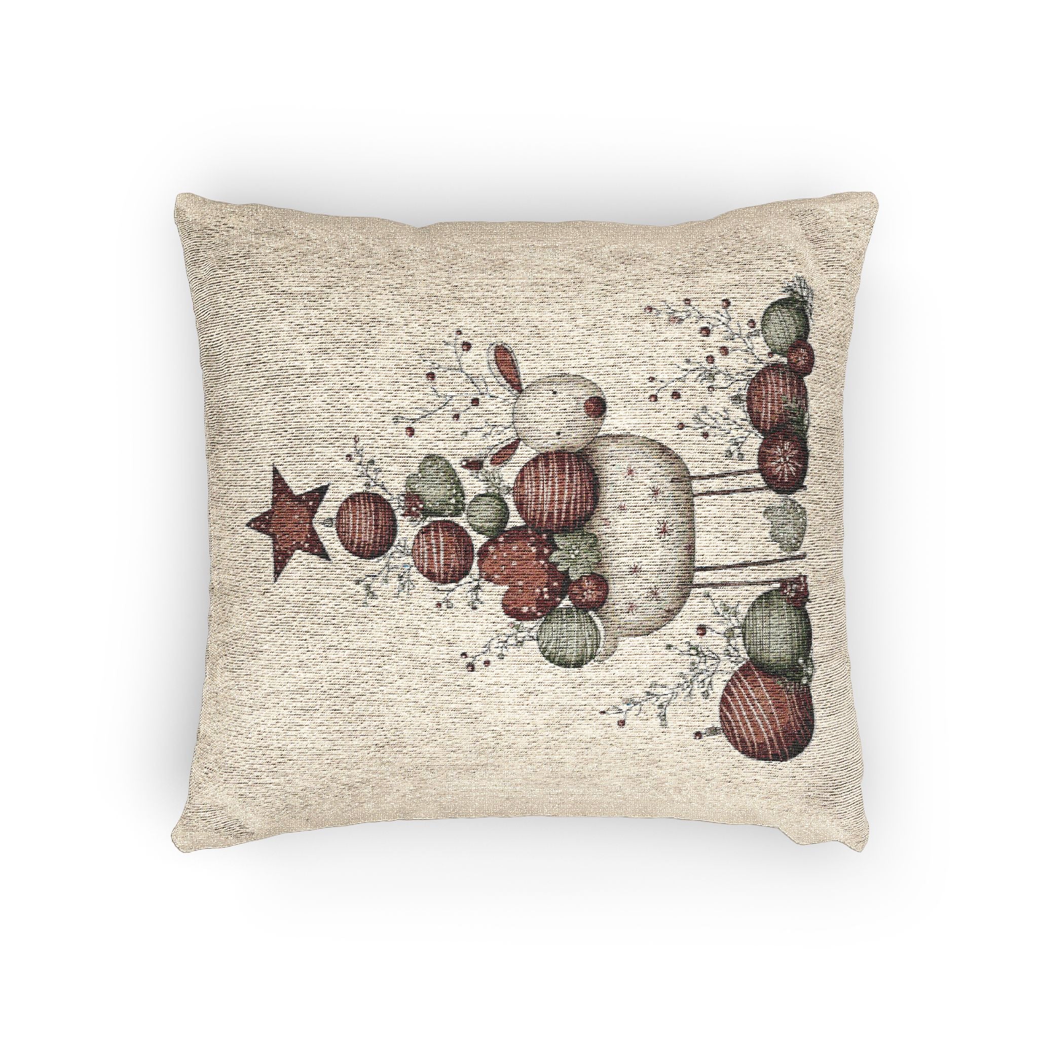 Rustic Holiday Fruit Tree Woven Pillow  Farmhouse Christmas Decor CHRISTMAS PILLOW DÉCOR