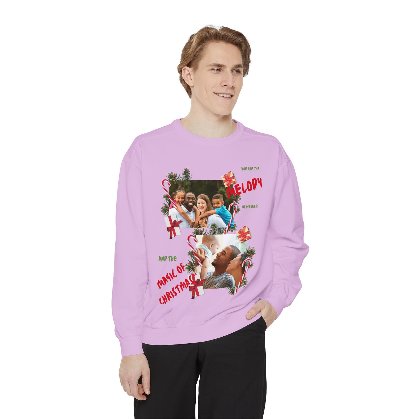 Personalized Christmas Photo Sweatshirt – “You Are the Melody” Holiday Crewneck