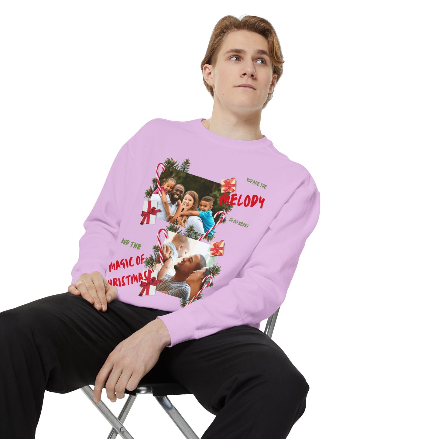 Personalized Christmas Photo Sweatshirt – “You Are the Melody” Holiday Crewneck