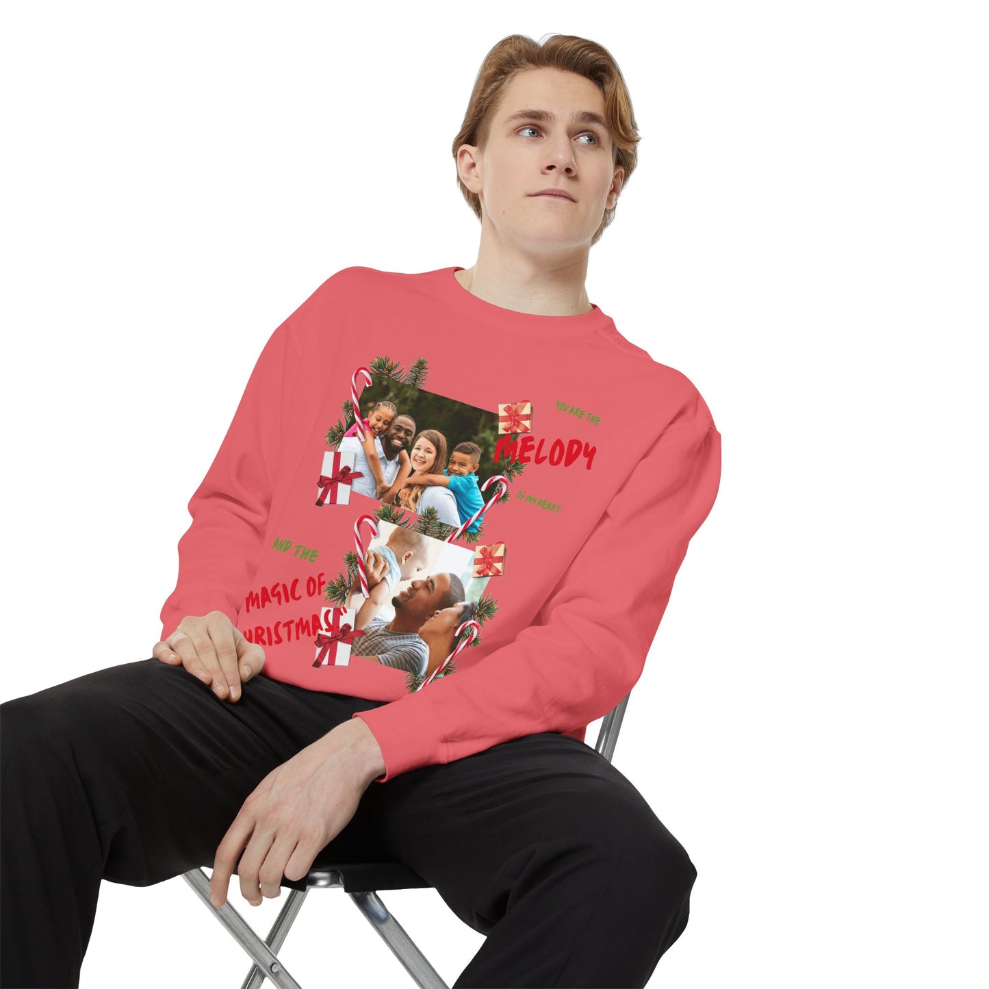 Personalized Christmas Photo Sweatshirt – “You Are the Melody” Holiday Crewneck