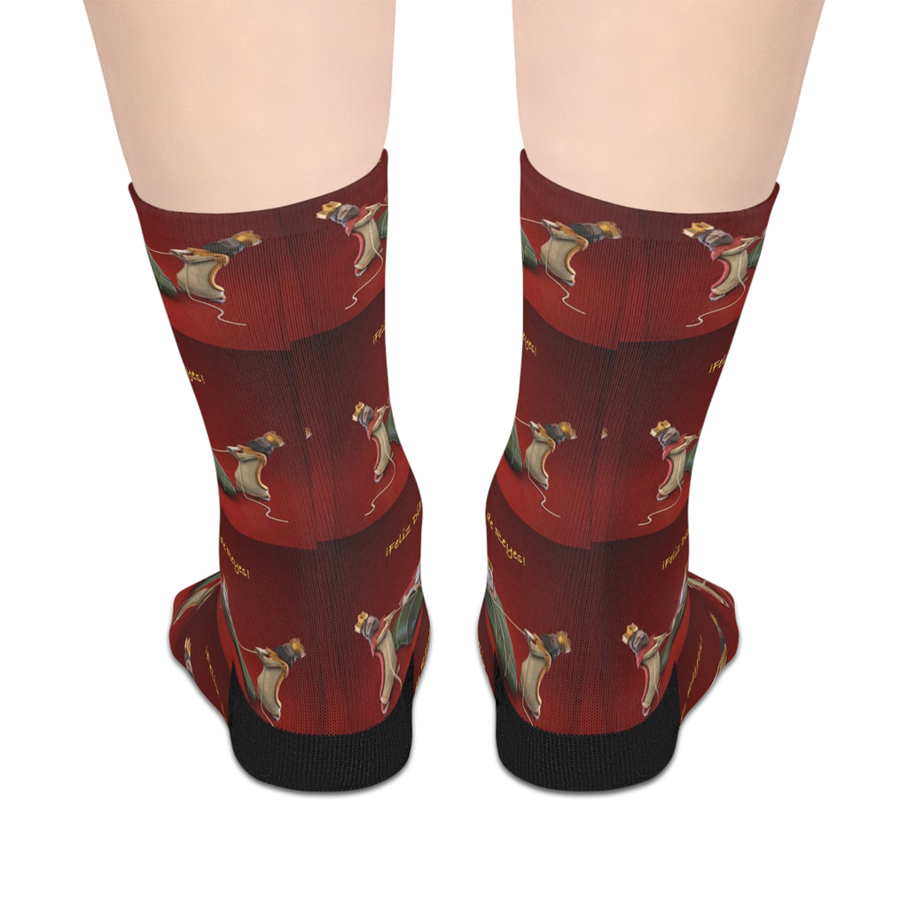 Navidades en Puerto Rico con Pasteles Christmas Dachshund Socks  Red Holiday Mid‑Calf Dog Pattern