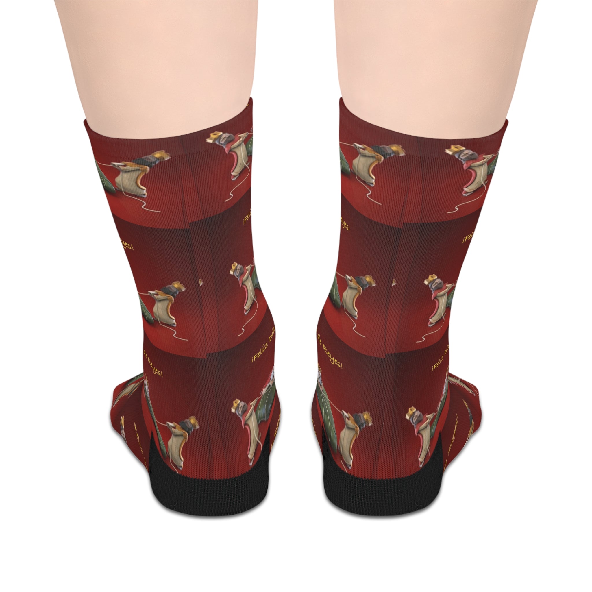 Navidades en Puerto Rico con Pasteles Christmas Dachshund Socks  Red Holiday Mid‑Calf Dog Pattern