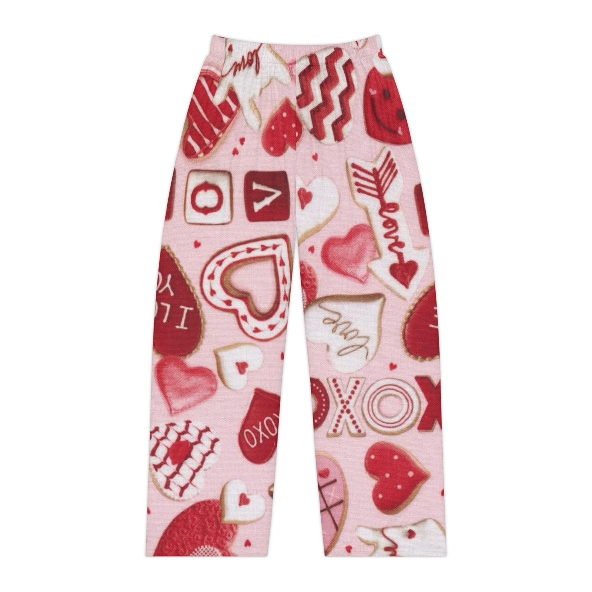 Valentine Heart Pattern Pajama Pants — Women's Cozy Pink Love Lounge Bottoms