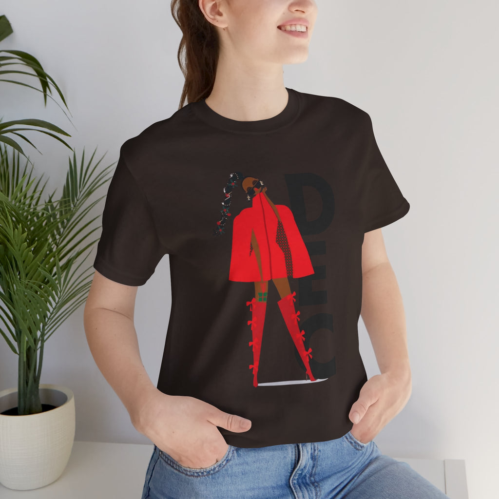 December Fashion Tee  Red Coat Model Graphic Shirt