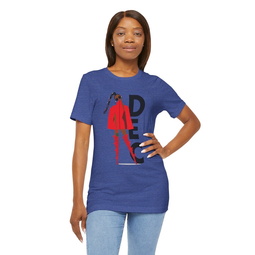 December Fashion Tee  Red Coat Model Graphic Shirt