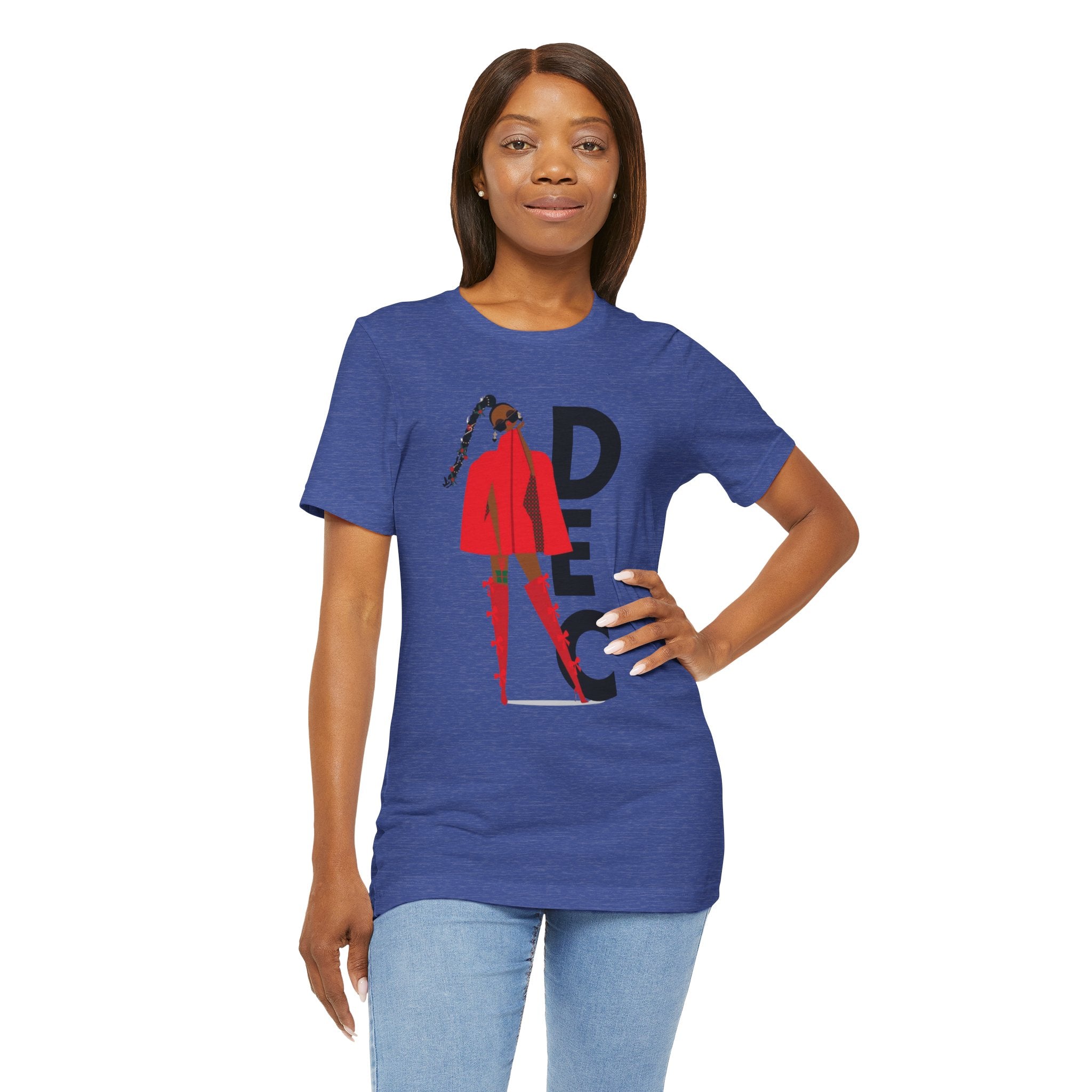 December Fashion Tee  Red Coat Model Graphic Shirt