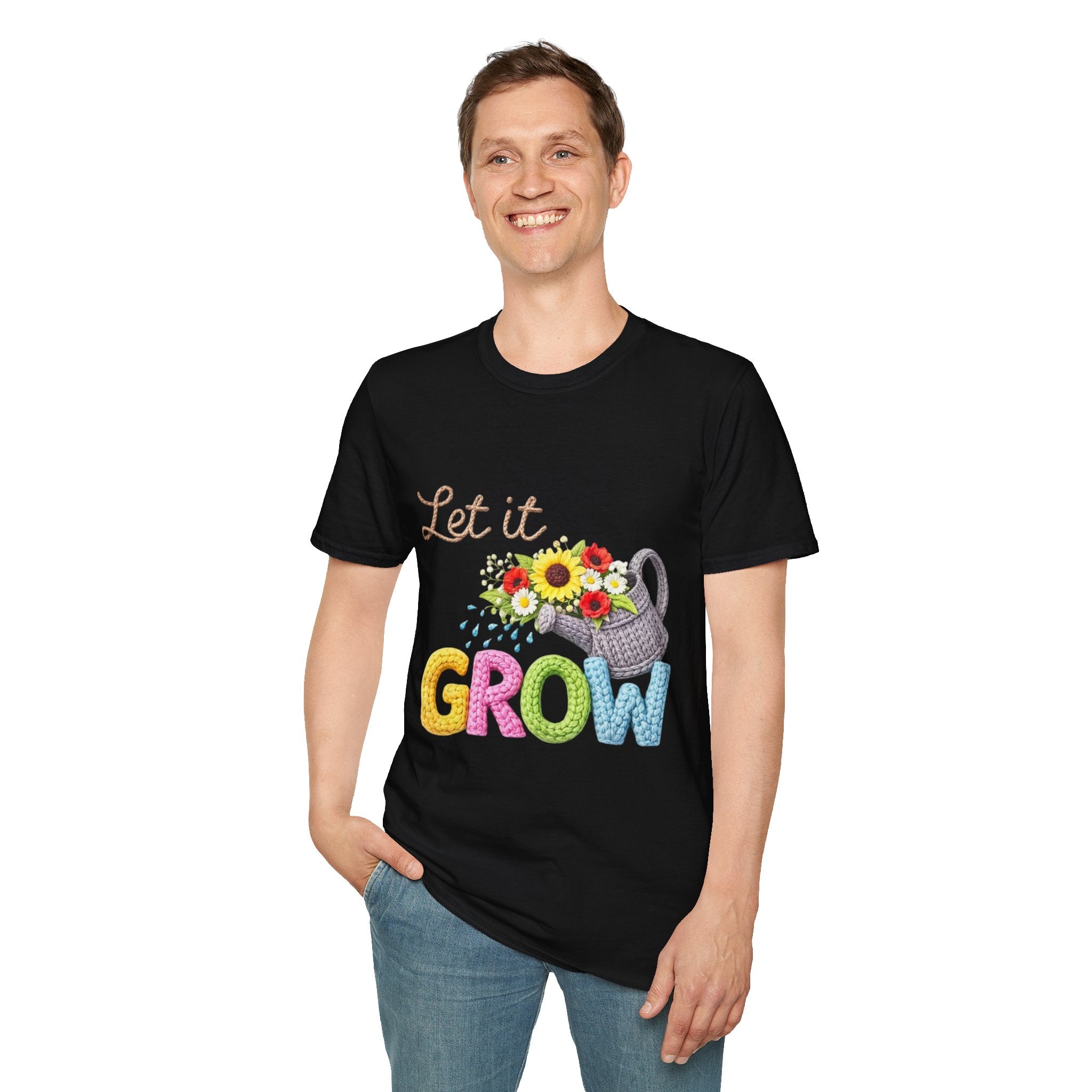 Let It Grow T-Shirt — Floral Watering Can Garden Tee