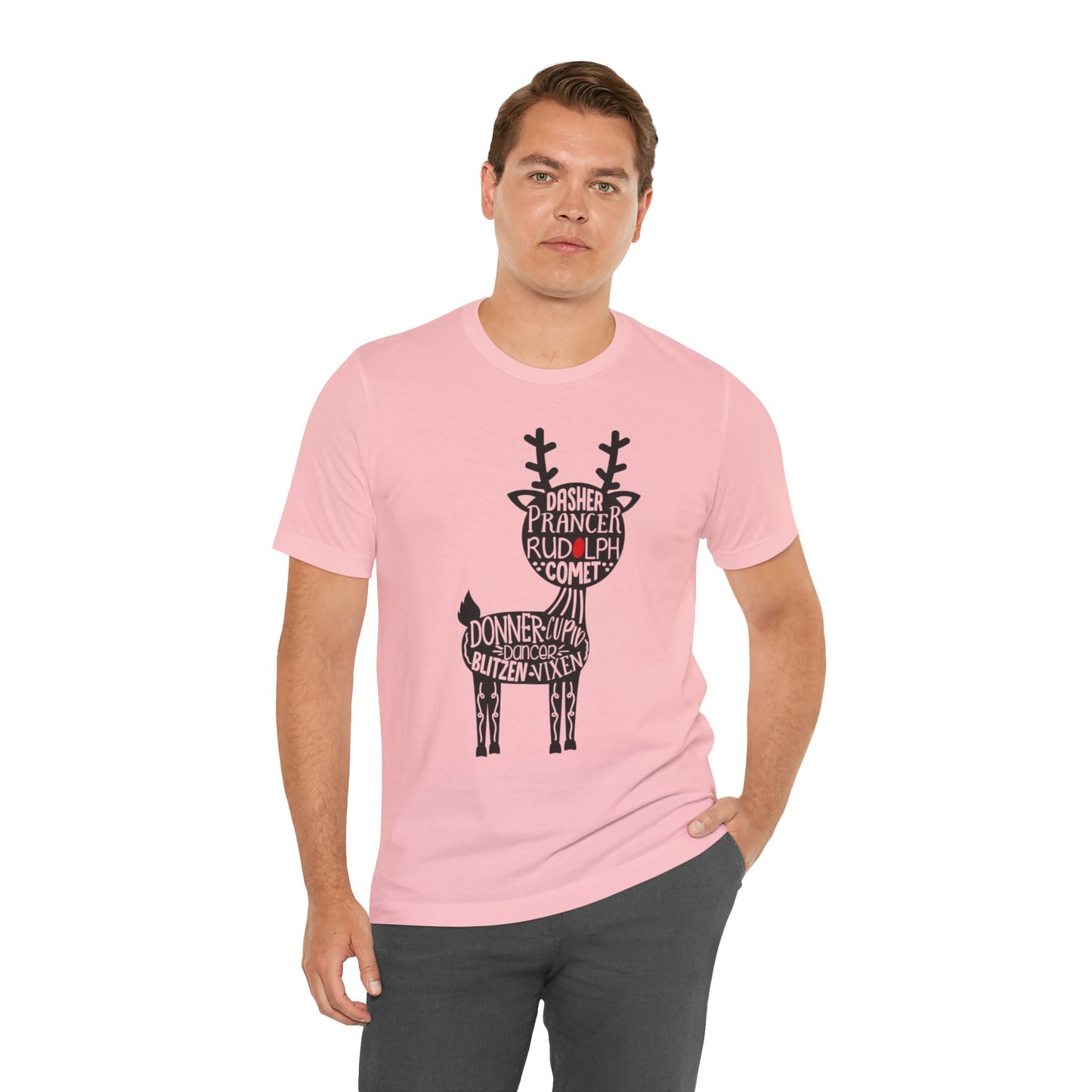Christmas Reindeer Graphic Tee - Unisex Jersey Short Sleeve Shirt