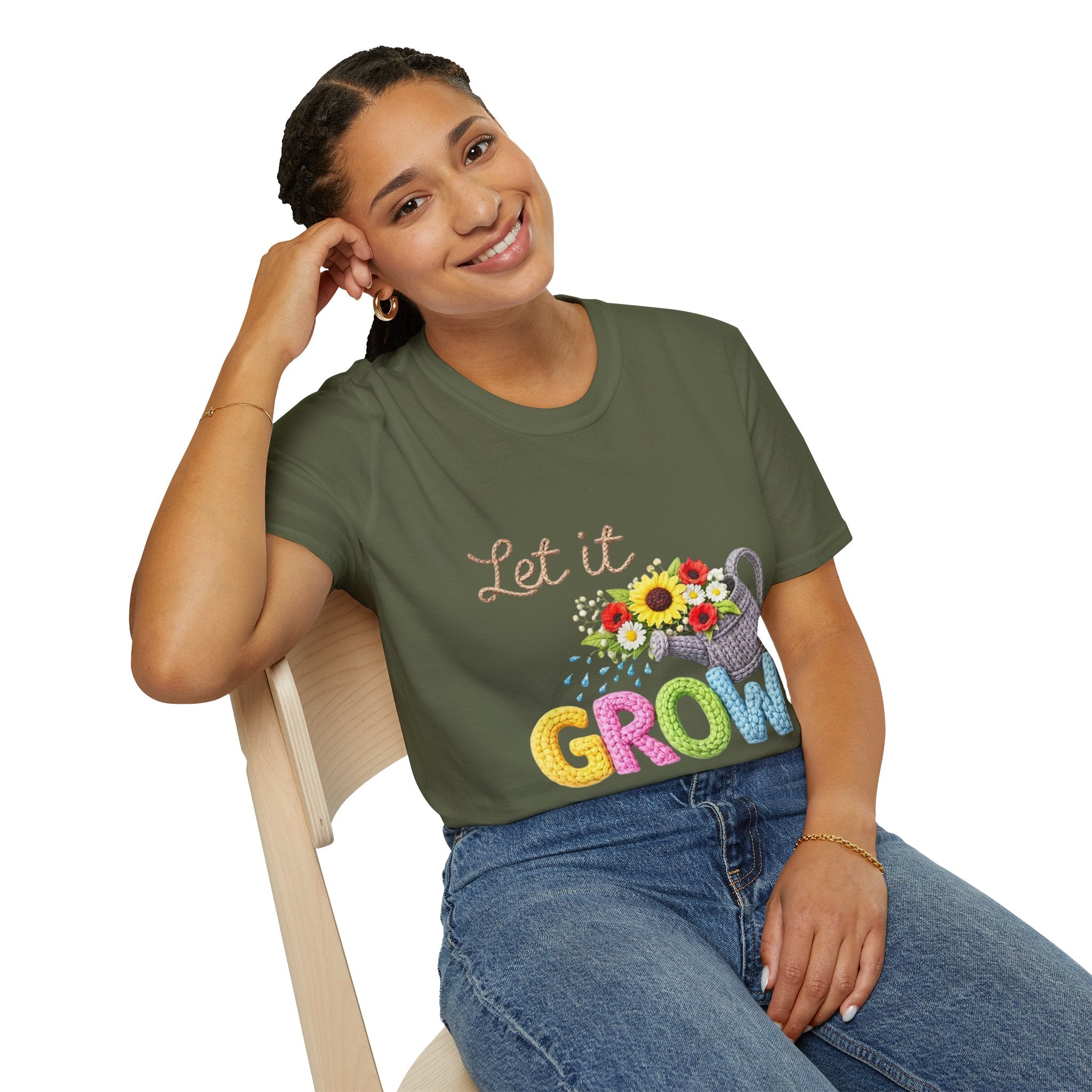 Let It Grow T-Shirt — Floral Watering Can Garden Tee