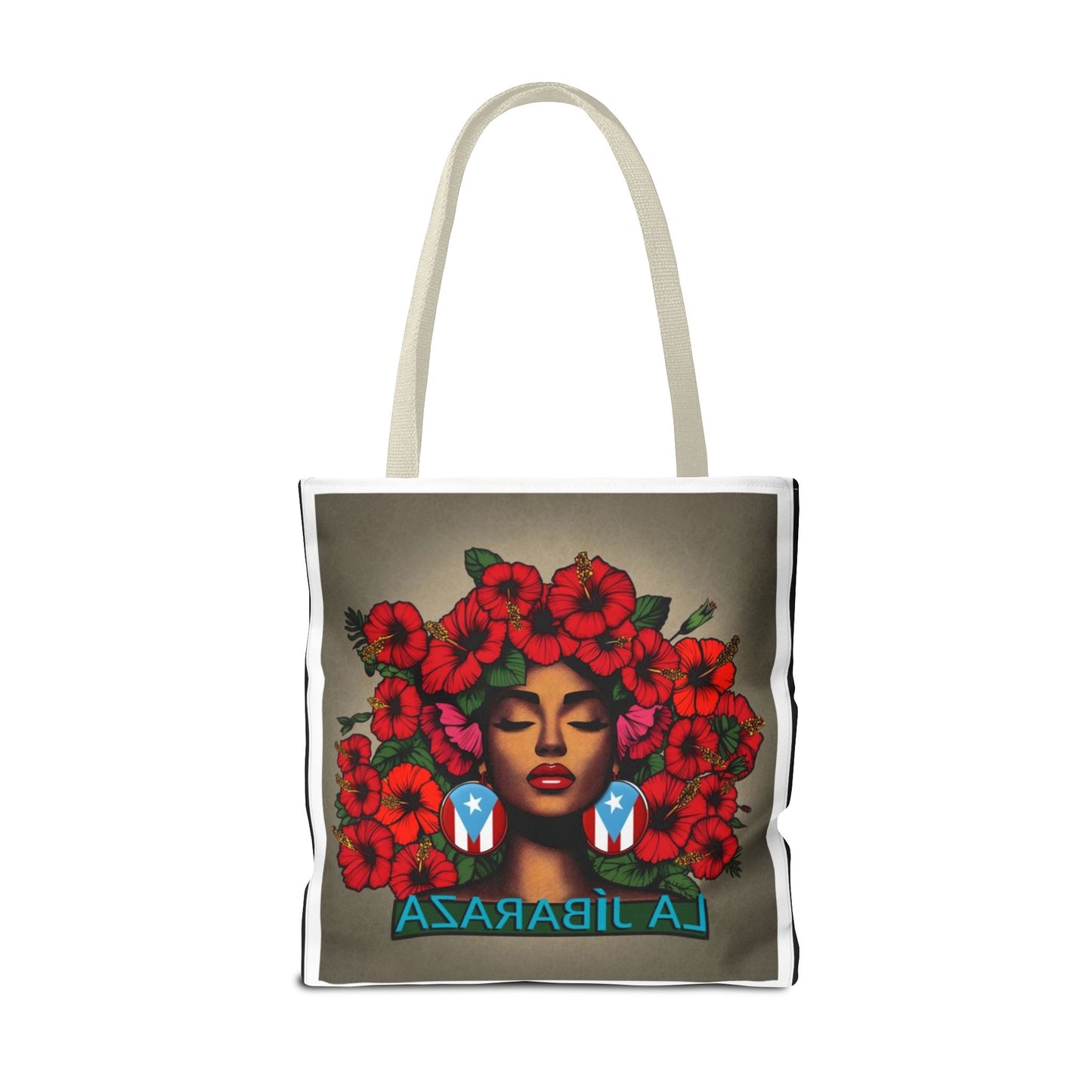 La Jíbara Tote Bag — Puerto Rican Floral Portrait Canvas Tote Puerto Rico Christmas Tote
