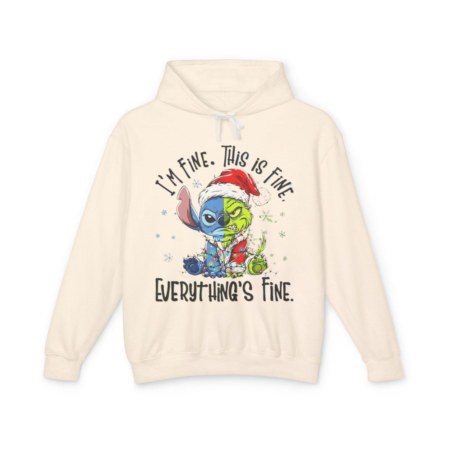 I'm Fine This Is Fine Hoodie  Funny Christmas Stitch Pullover Cartoon Christmas T-shirts and Sweaters