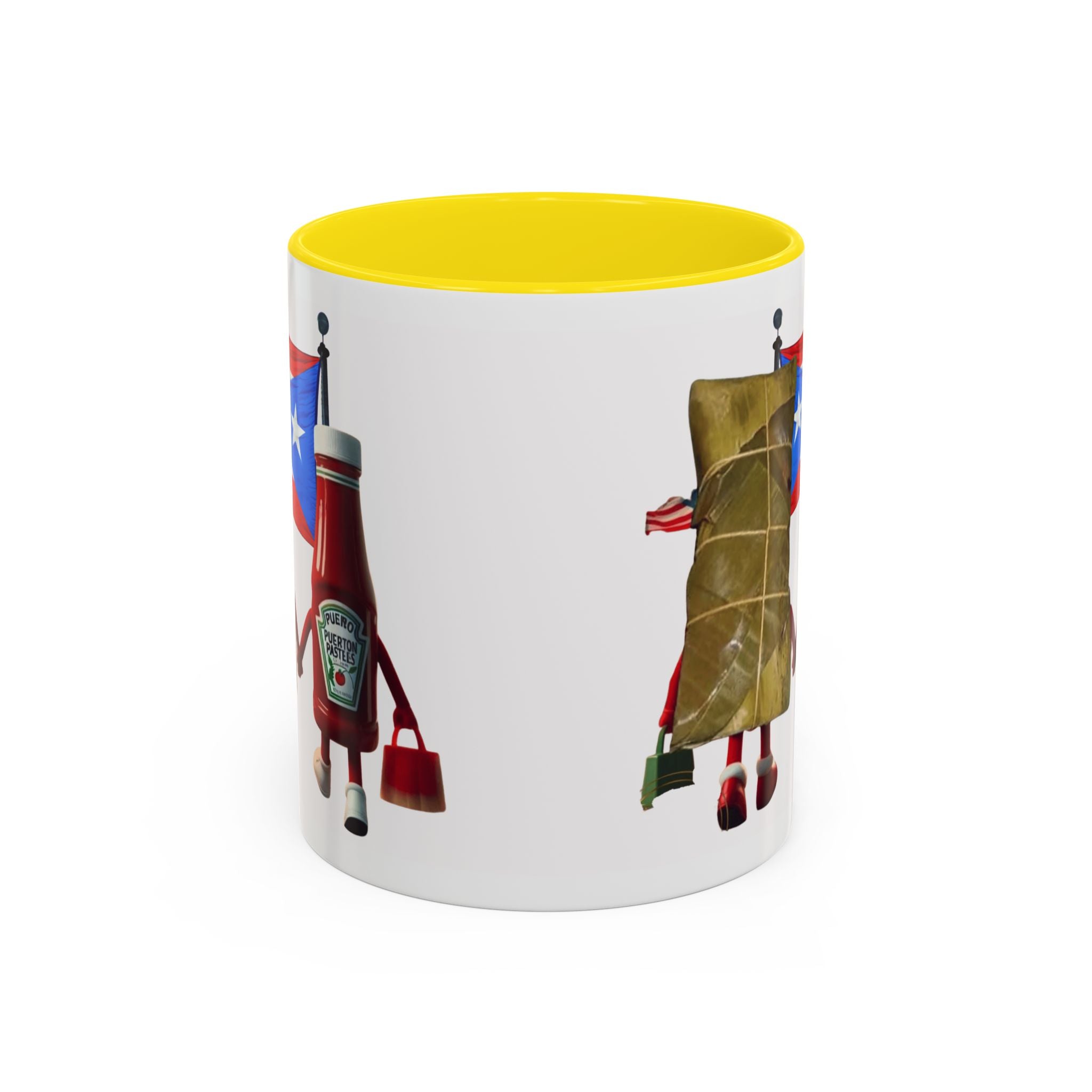 Puerto Rican Flag Ketchup & Pasteles Coffee Mug — Funny Food Friends Accent Mug (11/15oz)