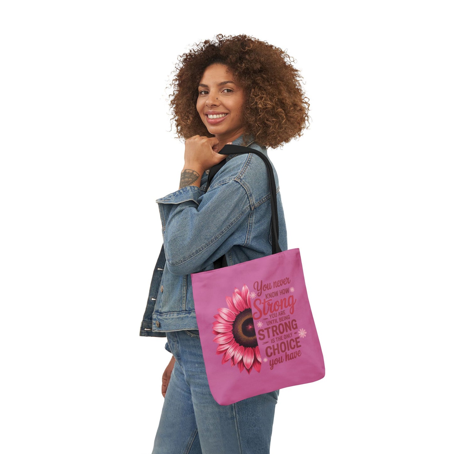 Cancer Survivor Hope Collection Inspirational Canvas Tote Bag with Floral Design