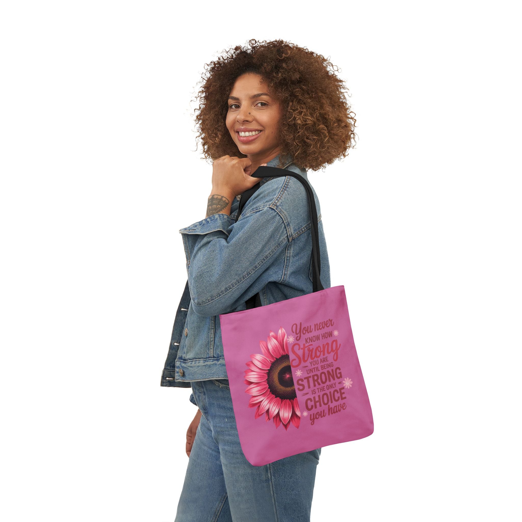 Cancer Survivor Hope Collection Inspirational Canvas Tote Bag with Floral Design