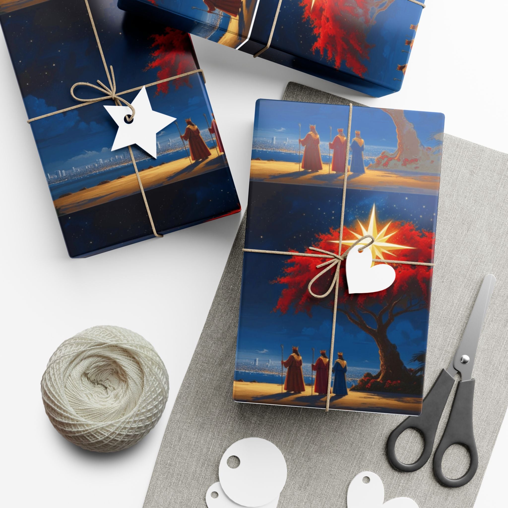 Christmas Star Gift Wrap Paper Puerto Rico Wrapping Paper Cultural Gift Wrap | Boricua Heritage Design | Holiday & Celebration Gift Packaging