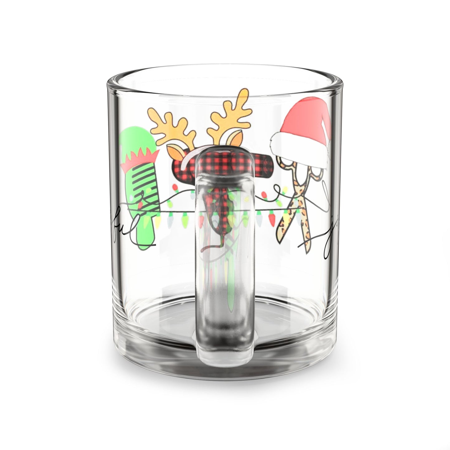 Beauty Styles Christmas Design Festive Glass Mug 10oz Christmas Cheer with Reindeer and Holiday Decor