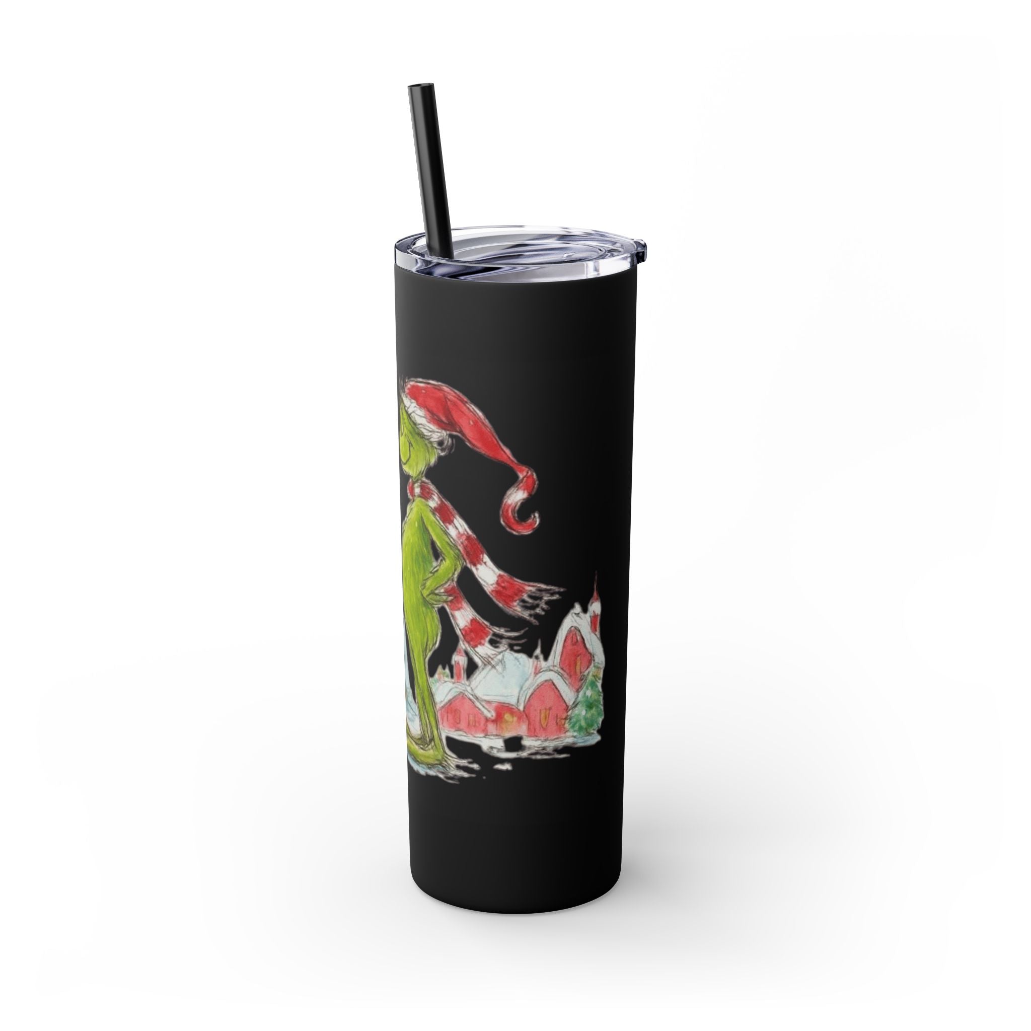 Grinch Christmas Skinny Tumbler with Straw — Dr. Seuss Holiday Quote Design, 20oz Christmas Mugs Collection