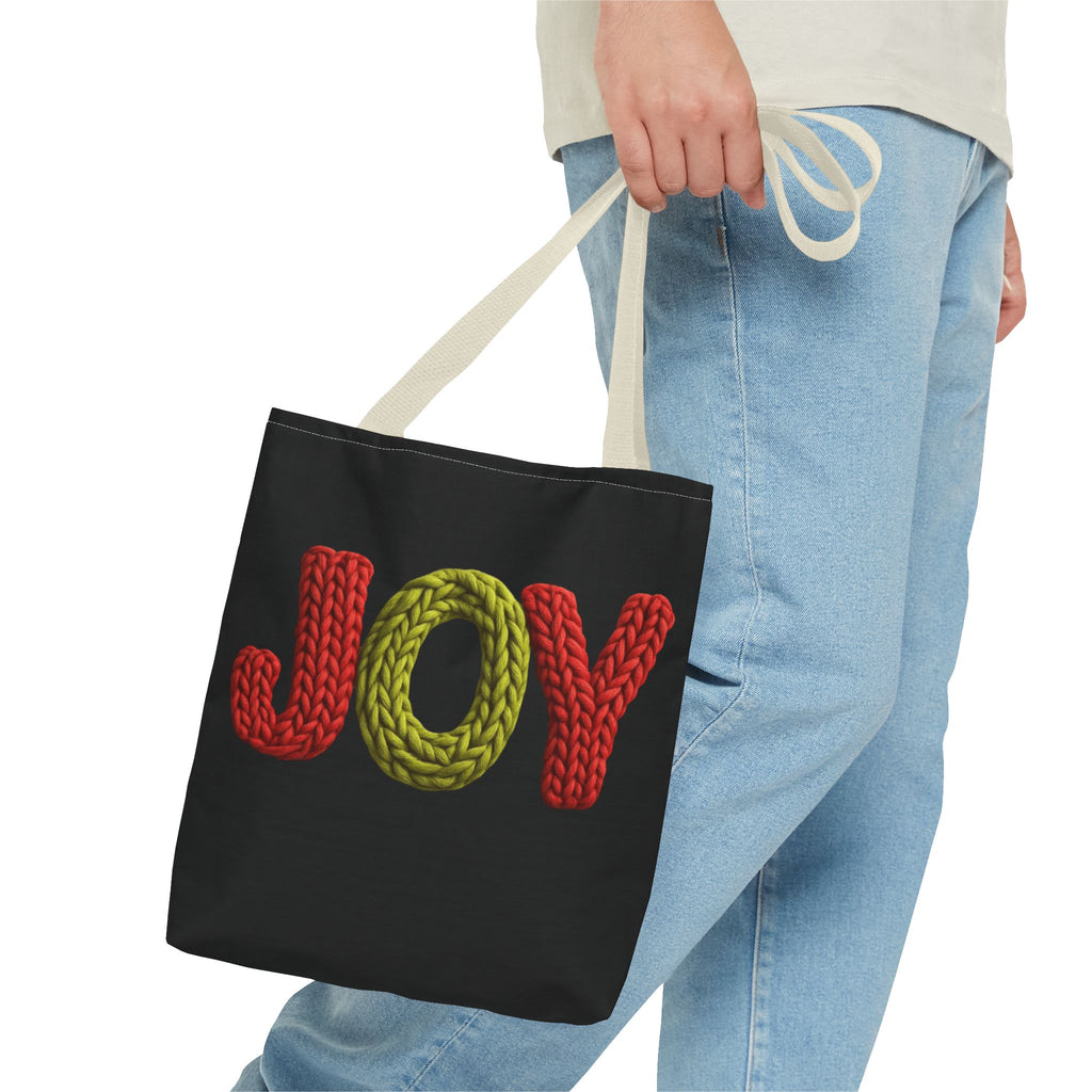 Christmas Tote Bag  Festive Holiday DesigJoy Knit Tote Bag  Colorful 'JOY' Yarn Design, Cozy Holiday Gift Tote