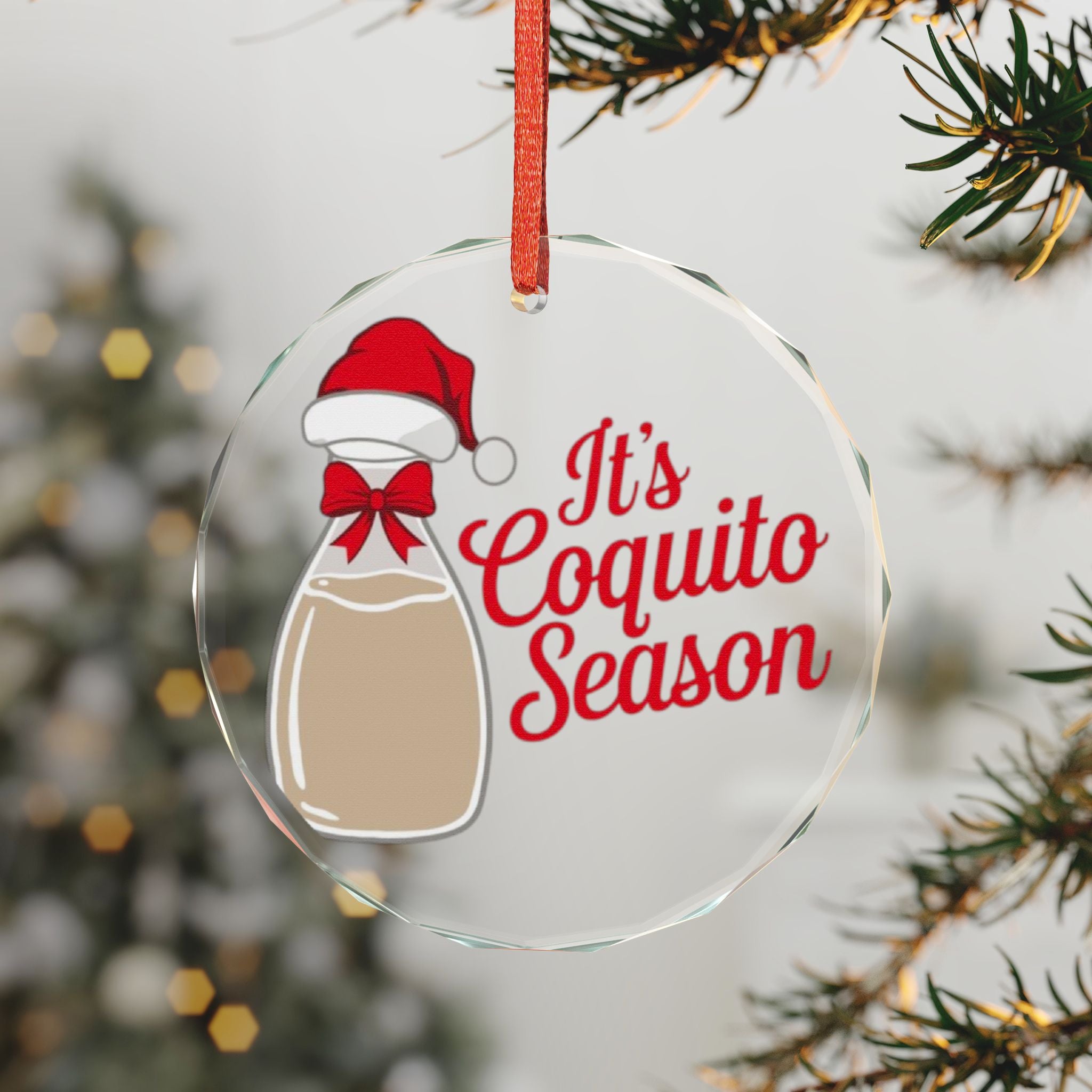 Coquito Season Crystal Glass Ornament Boricua Christmas Decoration | Island Holiday Keepsake