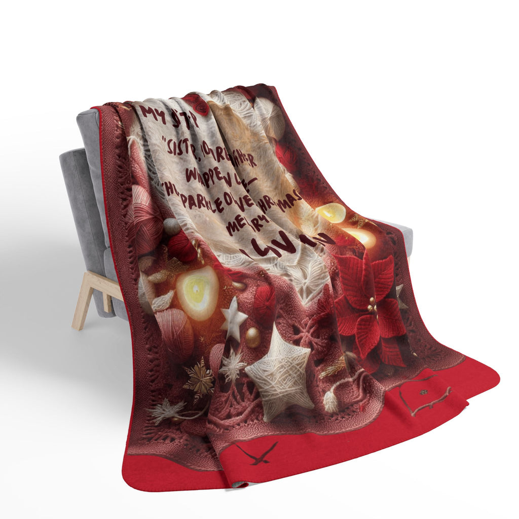 Christmas Sister Fleece Sherpa Blanket —"To My Sister... I Love You" Holiday Throw