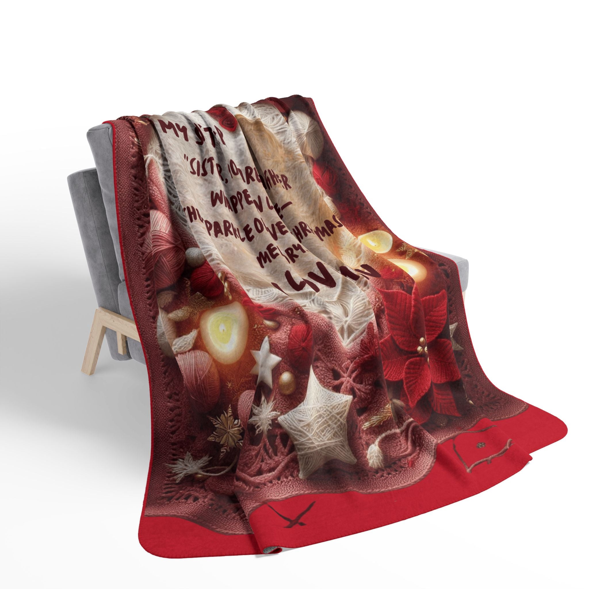 Christmas Sister Fleece Sherpa Blanket —"To My Sister... I Love You" Holiday Throw