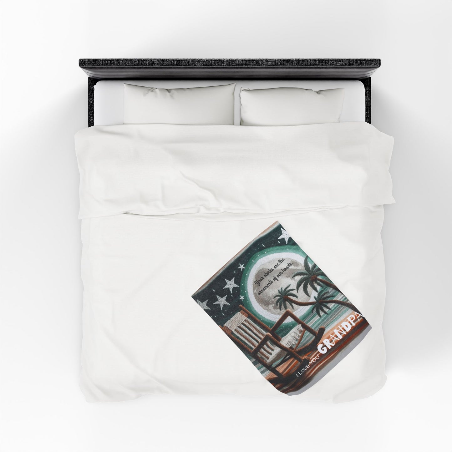 I Love You Grandpa Velveteen Plush Blanket — 'Your stories are the ornaments of our hearts' Rocking Chair Design