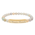 Tu Magia Manda Engravable Natural Stone Stretch Bracelet — Personalized Bar Bead Bracelet