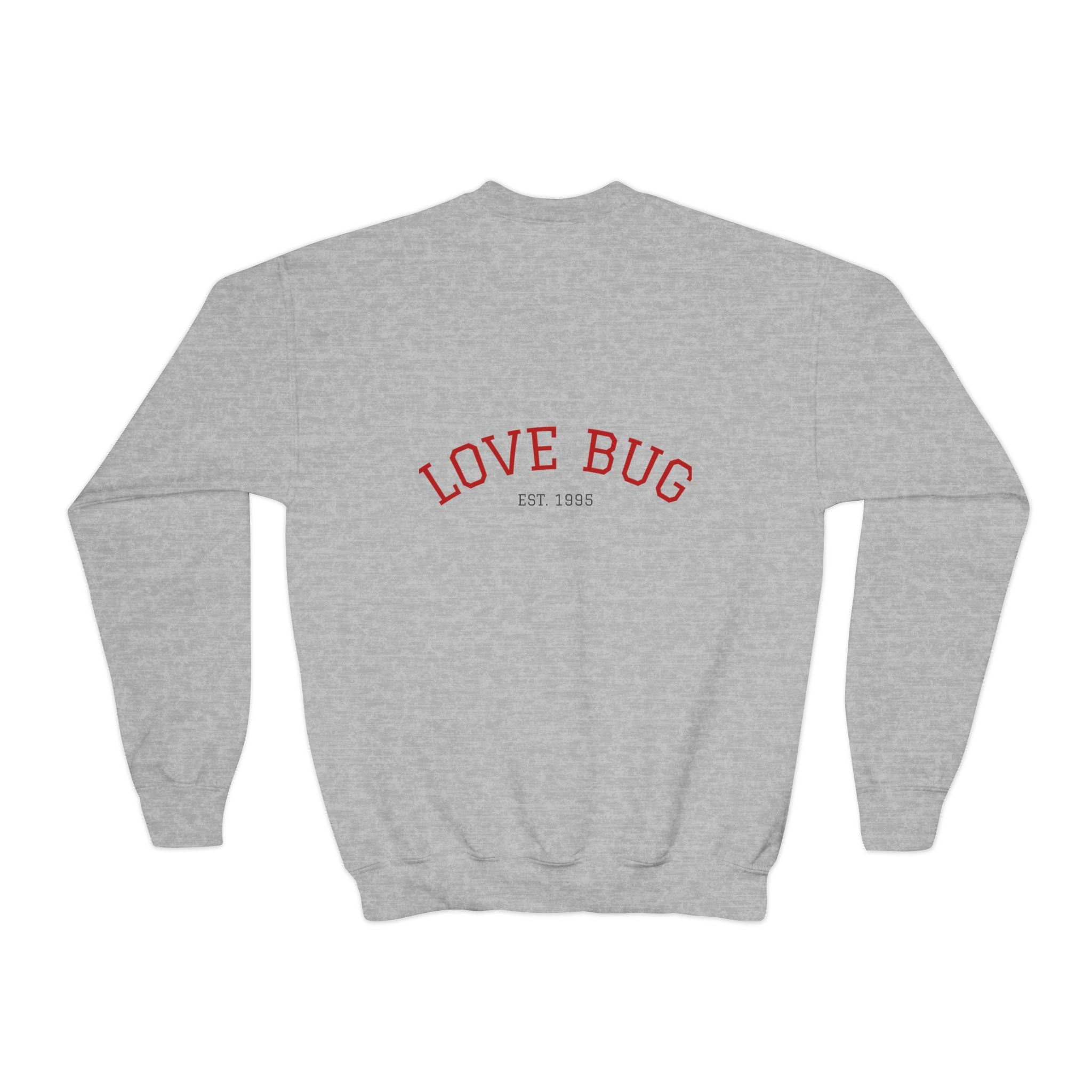 Youth Sweatshirt  Cute Girl with Heart Shower "Love Bug" Crewneck