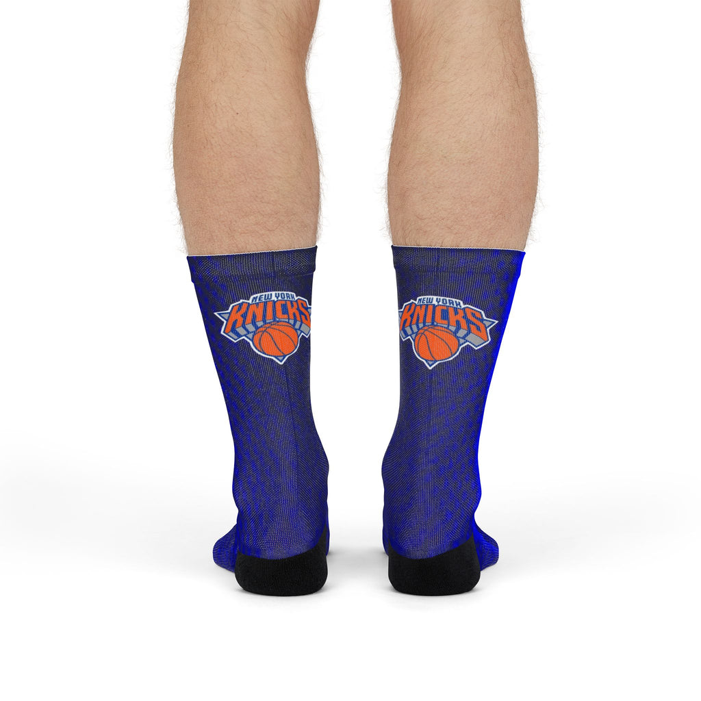Blue Gradient Crew Socks with Basketball Logo — Sublimation Athletic Socks