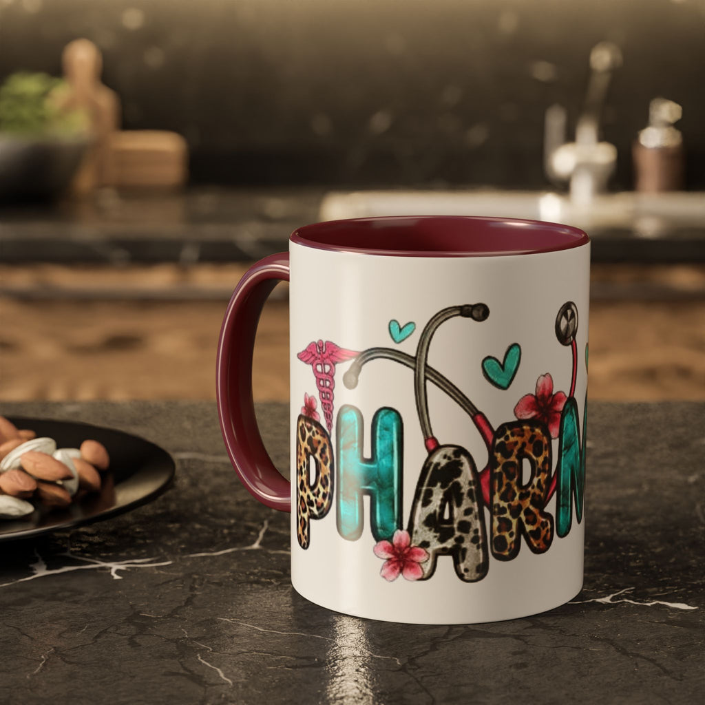 Pharmacy Nurse Coffee Mug — Cute Leopard & Teal Medical Design (11oz/15oz)Christmas mug for all healthcare heroes