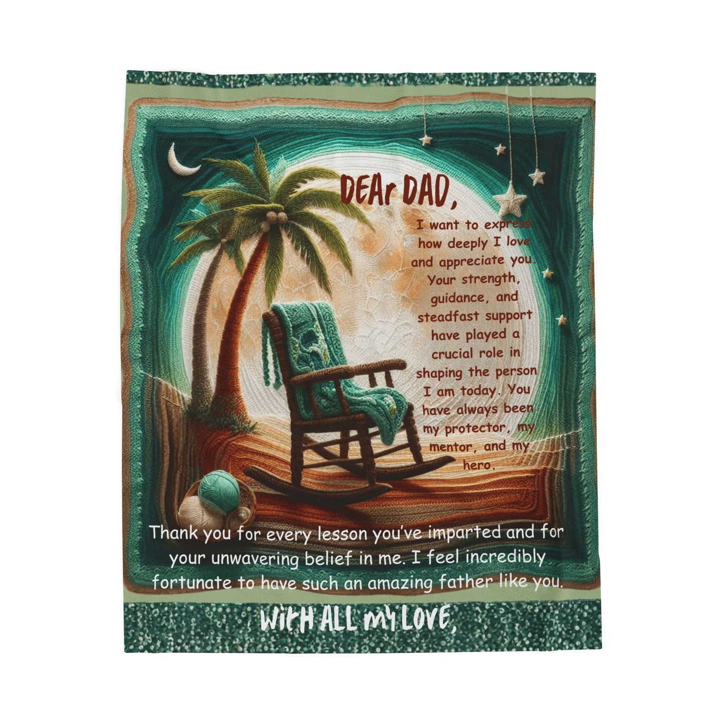 Dear Dad Velveteen Plush Blanket  Sentimental Father’s Day Gift with Rocking Chair Poem