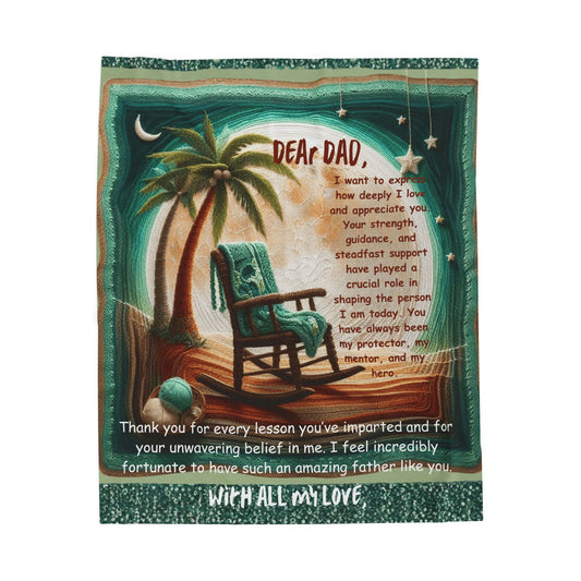 Dear Dad Velveteen Plush Blanket  Sentimental Father’s Day Gift with Rocking Chair Poem
