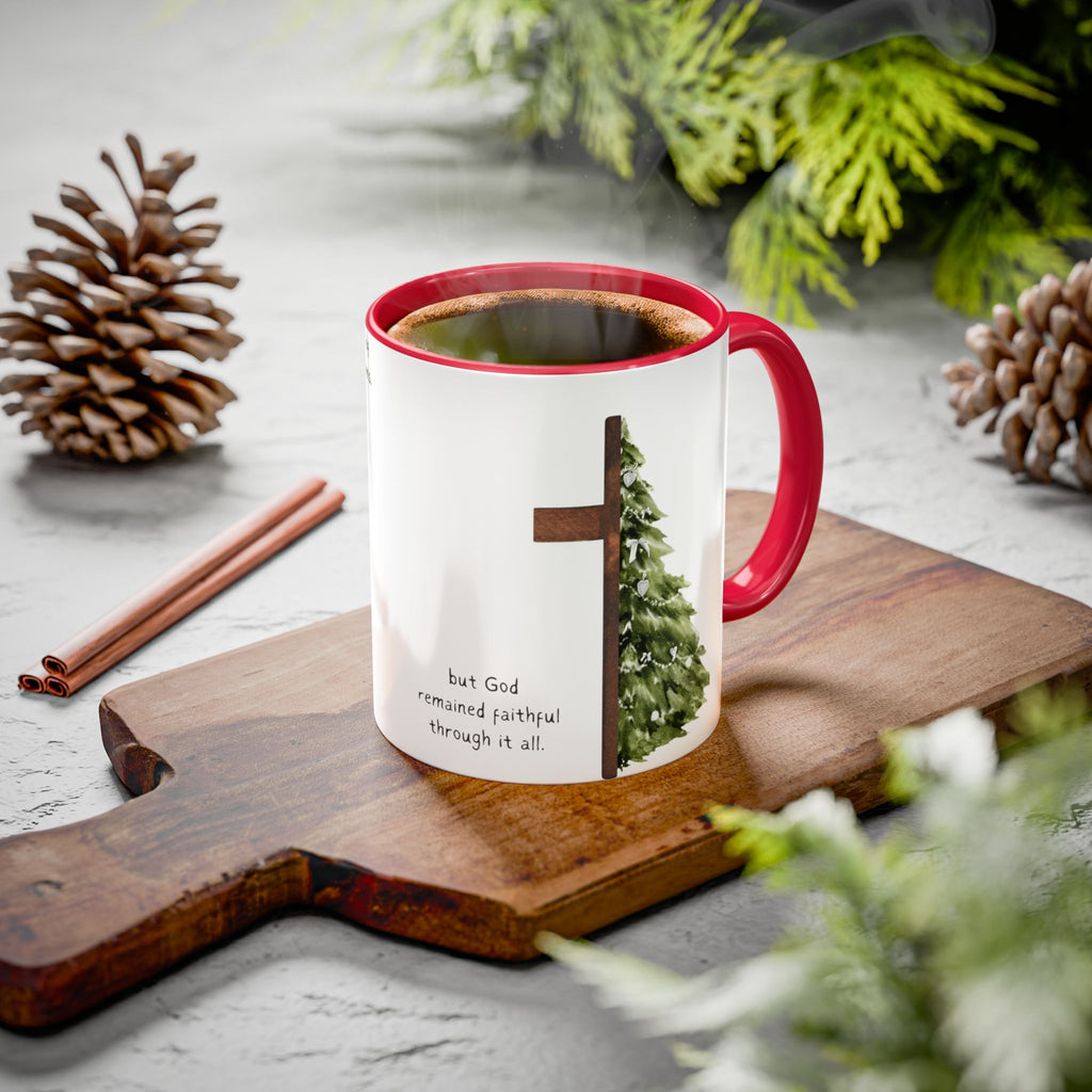 Christian Cross & Pine Tree Mug — Faith Reminder Coffee Cup (11oz/15oz)