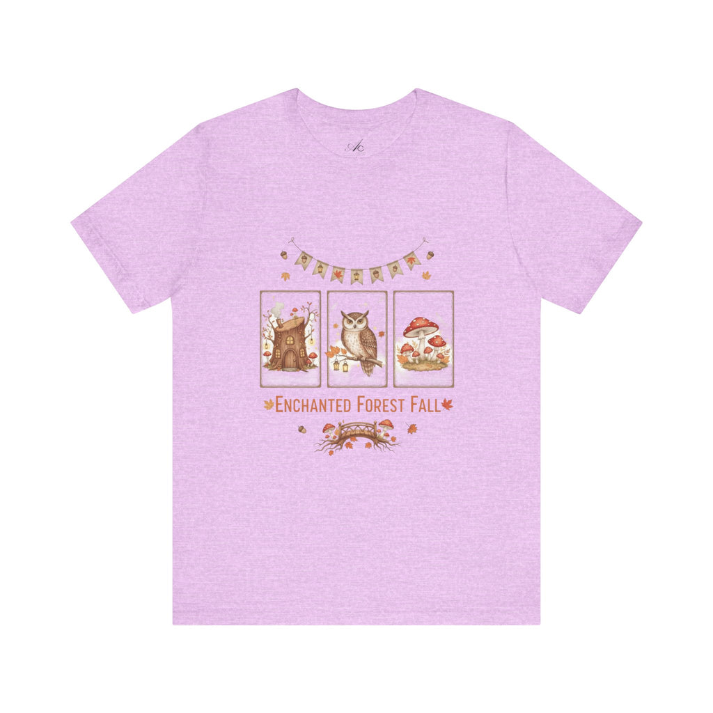 Enchanted Forest Fall Tee, Cute Owl Shirt, Autumn Graphic Tee, Nature Lover Gift, Cozy Fall Apparel, Wildlife T-Shirt, Unisex Fall Top