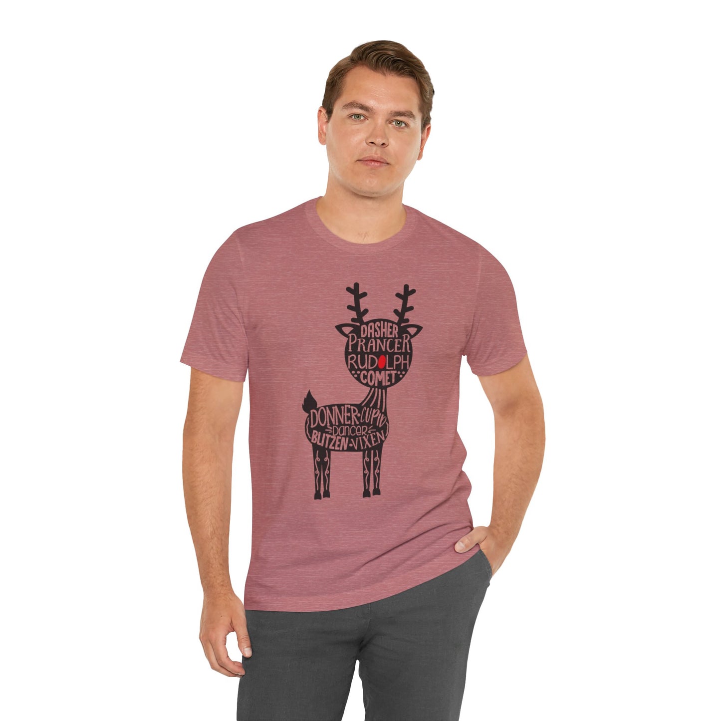 Christmas Reindeer Graphic Tee - Unisex Jersey Short Sleeve Shirt