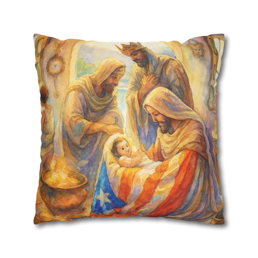 The Tree Kings with  Baby Jesus Decorative Pillow los Tres Reyes Magos Puerto Rico Culture Pillow