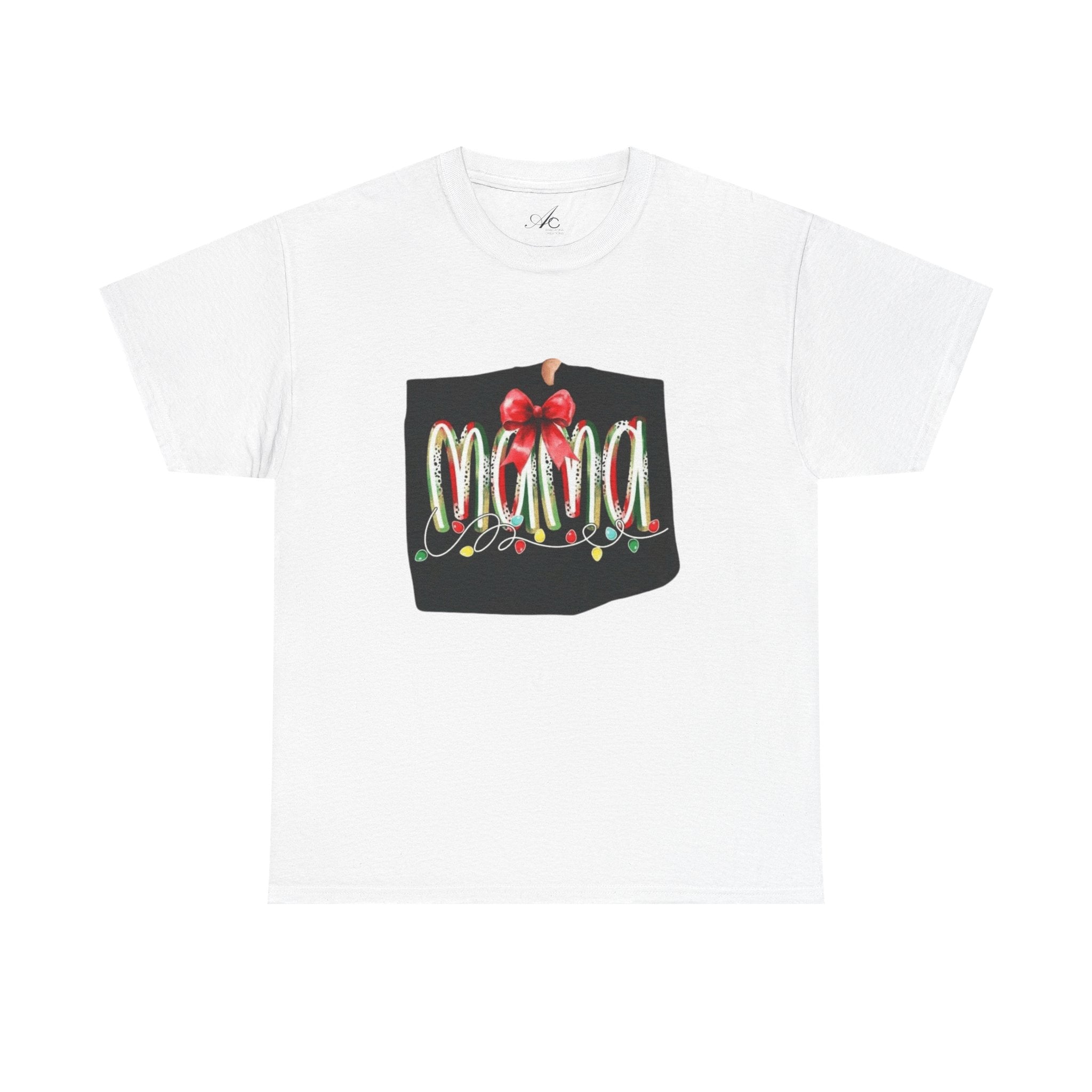 Festive Mama Tee, Cozy Holiday Shirt, Gift for Mom, Christmas T-Shirt, Unisex Cotton Tee