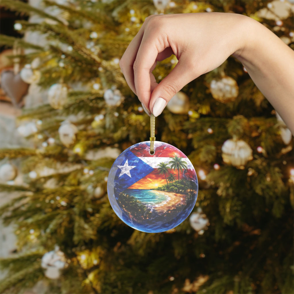Boricua Pride Glass Ornament – Puerto Rico Island Decor Gift